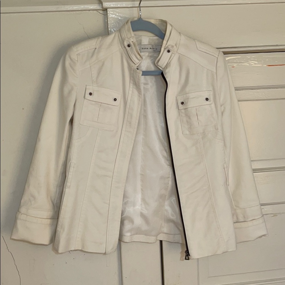 zara white motor style jacket